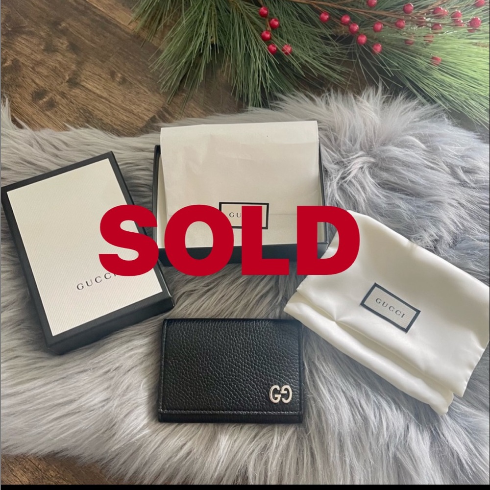 “Gucci” New GG Marmont black leather card case. ***SOLD***